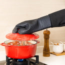 2 Stuks/1 Paar Siliconen Ovenwanten met Zachte Katoenen Voering , Extra Lange Hittebestendige Ovenhandschoenen Voor Bakken, Koken, Grillen-zwart