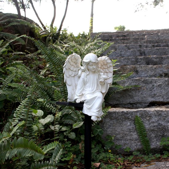 Zonne-energie Engel Tuinornament - Waterdicht Hars Beeldje