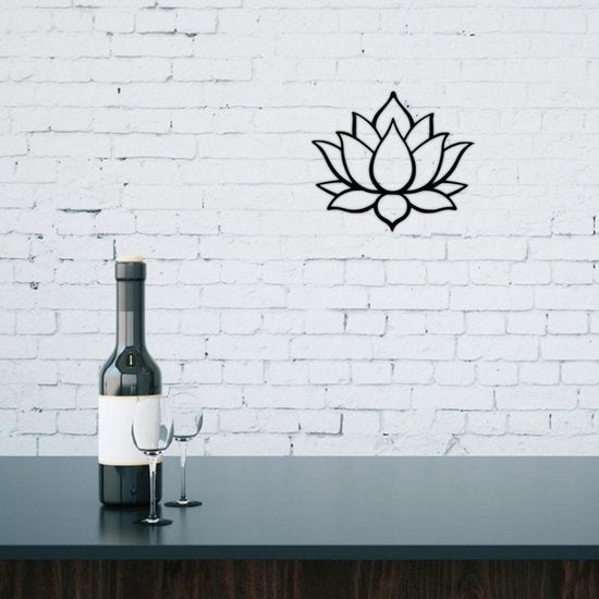 Metalen Lotus wandbord-woonkamer wanddecoratie-Elegant en stijlvol 28*24cm-zwart