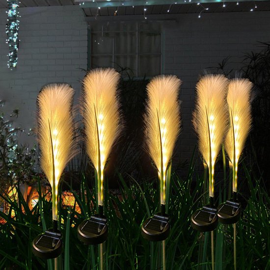 LED zonne-energie rieten lamp - Decoratieve en energiezuinige lamp voor uw tuin, patio of veranda- warm licht