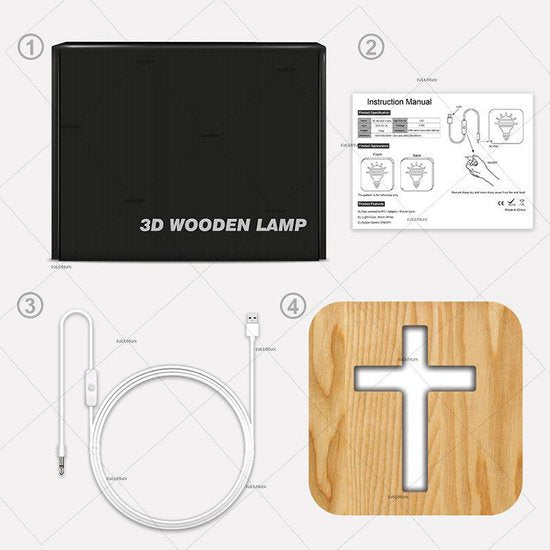 LED Tafellamp 19cm - Houten Kruisfiguur - One Touch