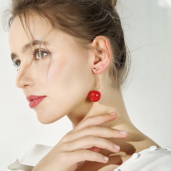 Betoverende Warme rode kersen Oorhangers - Vrouwen Oorbellen - Lichtgewicht & Comfortabel