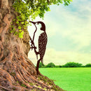 Realistische Metalen Specht Boomhanger - Tuindecoratie Zwart