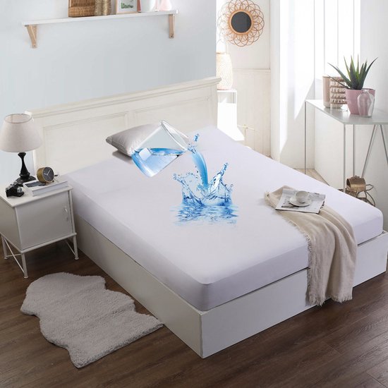 Matrashoes 90x200 Ademend Antibacterieel Waterdicht Wit