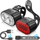 Xtraworks- Waterdichte USB oplaadbare Fietsverlichting-IPX4 waterdicht-voor en achter-zwart