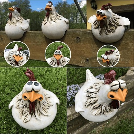 3-delige tuindecoratie kippen-Creëer een levendige sfeer in je tuin - Duurzaam, Levendig en Veelzijdig 12*12*14CM