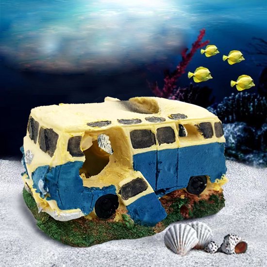 Natuurgetrouw Aquariumdecor- Verzonken Buste op Zeebodem - Levendig en Duurzaam - Perfect voor Onderwaterlandschappen 15x8x8cm