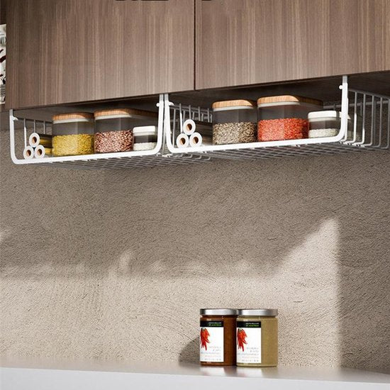 2stuks Multifunctionele Hangmand - Extra Opbergruimte voor Onder Planken 40*23*13.5cm-wit