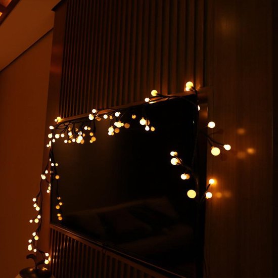 Zonnepaneel LED Lichtslinger 30 warmwit, 6,5 m voor buiten