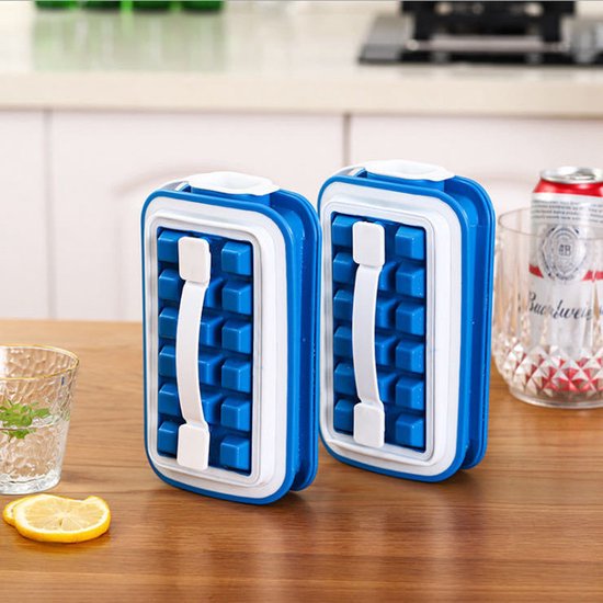 ijsblokjes maker voor 18 ijsblokjes- ijsblokjes tray - ijsblokjes vorm - Blauw