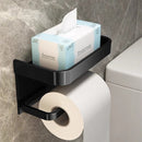 Moderne Zwarte Toiletpapierhouder met Plank 18x10,5x8cm