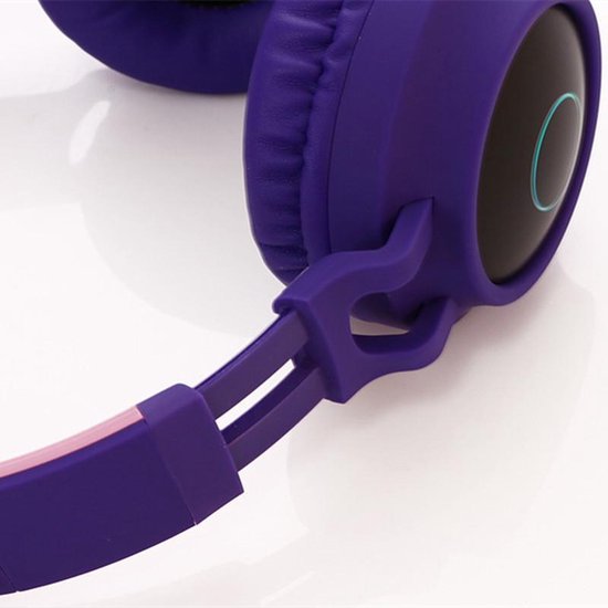 Draadloze Bluetooth koptelefoon - Over-Ear Koptelefoon voor Kinderen - Met Led Kat Oortjes - Bekend van TikTok - Paars