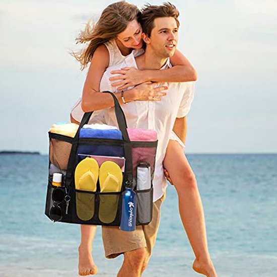 Multifunctionele Opvouwbare Strandtas - Ruime en Duurzame Tas voor Strand, Picknick en Meer-zwart