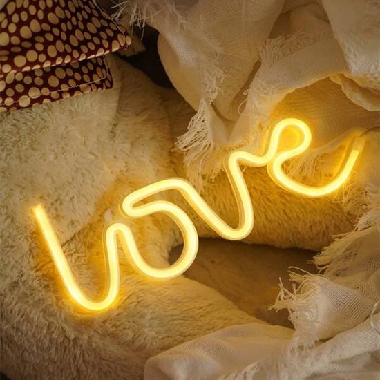 decoratieve LED-neonverlichting in de vorm van het woord "love"- USB of met batterijen aansluiting -warm wit licht