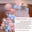 124 delige Ballonnenset -Ballonnenboog- Decoratie Feestpakket-Verjaardag-jubileum-Huwelijk-roze en grijs