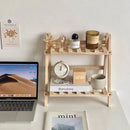 opvouwbare Houten Bureau Organiser - Bureau opbergrek van hout-2 opberglagen- 35x17x35 CM