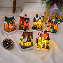 6 stuks Verlichte Kersthuisjes – Sfeervolle Miniaturen met LED-Verlichting-Warme Sfeerdecoratie voor de Feestdagen