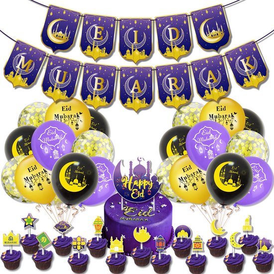39 delig feestdecoratie set - Thema: Eid Mubarak / Ramadan / Suikerfeest