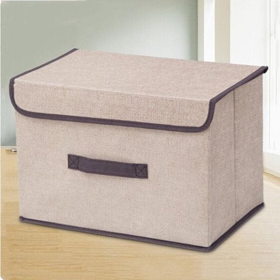 2x Opvouwbare opbergbox beige 37x24x24 cm, stevig materiaal