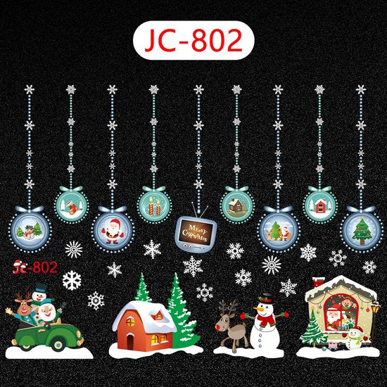 Merkloos Kerst Stickers 35.5x50cm - Sneeuw & Figuren