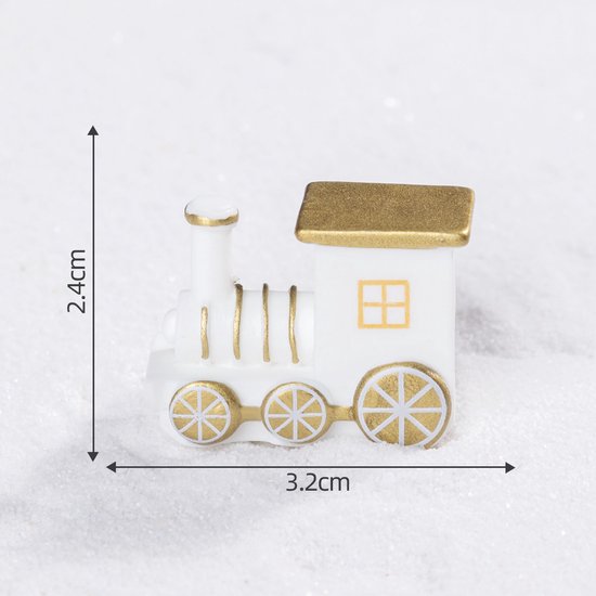 Luxe Houten Kersttrein - Nostalgische Kerstdecoratie - Gouden Accenten voor een Warme Feestsfeer - Wit/Goud
