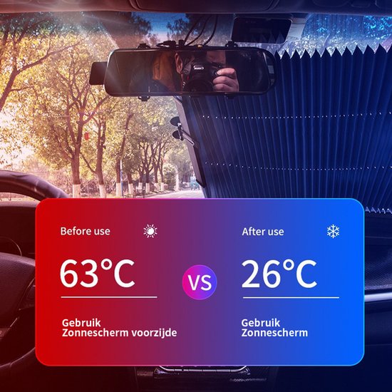 Automatisch intrekbaar zonnescherm 70 cm – Warmte-isolatie