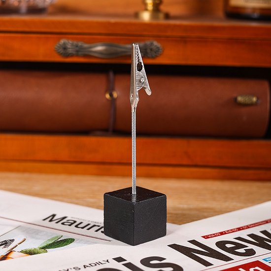 Fotohouder Met Clip – Set van 10 – Zwarte Kubus - 10,5 cm