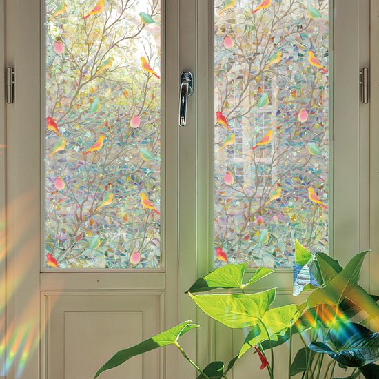PVC glasfolie 40x100 cm - Zelfklevend, Vogelpatroon, Privacy