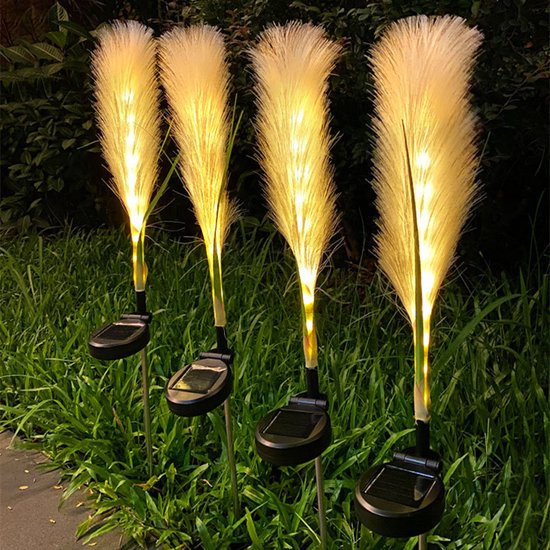 LED zonne-energie rieten lamp - Decoratieve en energiezuinige lamp voor uw tuin, patio of veranda- warm licht