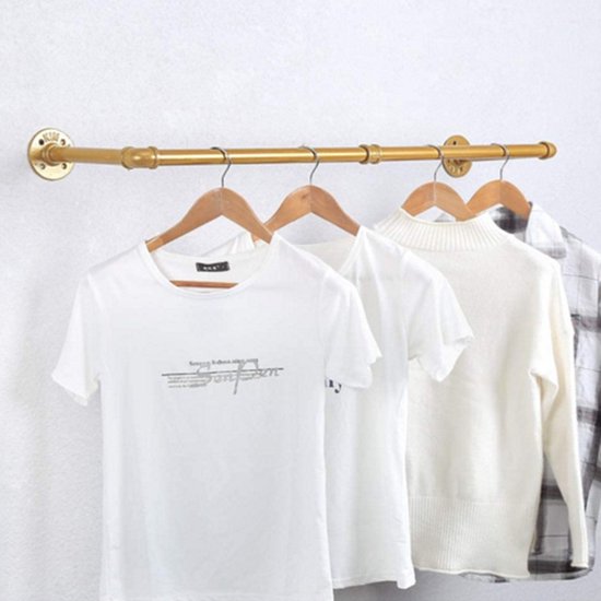 Industriële Buis Kledingrekken - Metalen Kledingrekken -Draagvermogen tot 30 kg - Robuust & Stijlvol voor Thuis en Winkel-78x24x81.5 cm-goud