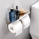 TDR-Dubbele toiletrol houder - met geïntegreerd Roestvrijstalen plankje / planchet 260 * 100 * 100 mm-zilver