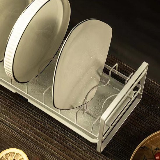 Multifunctioneel Metalen Afdruiprek met Opvangbak - Wit