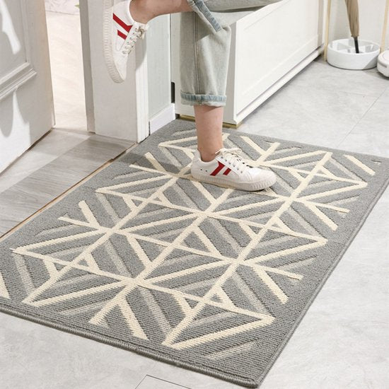 Antislip Deurmat Geometrisch 60x90 cm Wasbaar Grijs