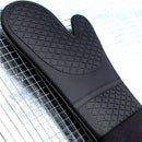 2 Stuks/1 Paar Siliconen Ovenwanten met Zachte Katoenen Voering , Extra Lange Hittebestendige Ovenhandschoenen Voor Bakken, Koken, Grillen-zwart