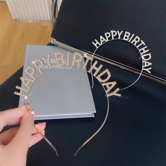 Happy Birthday Tiara en Sjerp-Met text "Birthday Queen"- Ideaal als Cadeau voor Verjaardagen-birthday diadeem-goud