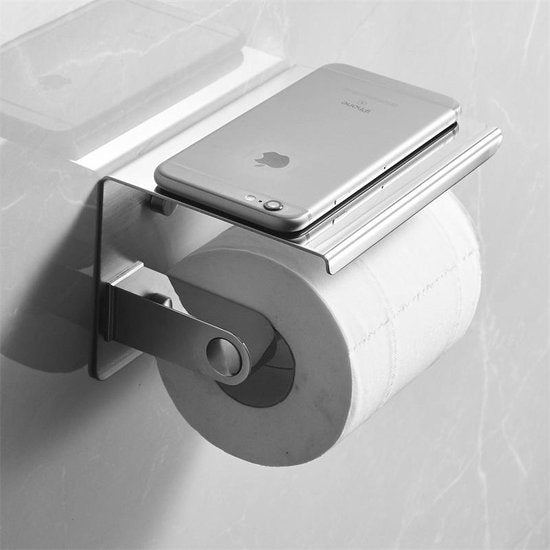 Merkloos TDR RVS Toiletrolhouder met Plankje - Zilver