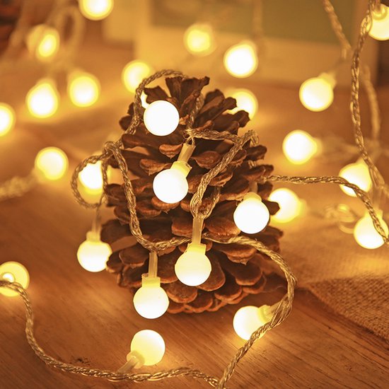 LED bal lichtsnoer warm wit 12m 100 lichtjes bal USB 8 functies afstandsbediening