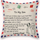 TDR - Sierkussensloop - 45x45 cm  - leuk als cadeau voor vader naar zoon-  "To my son"