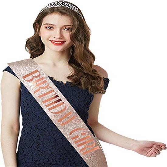 TDR - Verjaardag Sjerp en Tiara - Met text "Birthday  Girl "  rose goud