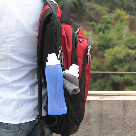 2 Stuks opvouwbare draagbare waterfles met karabijnhaak - du