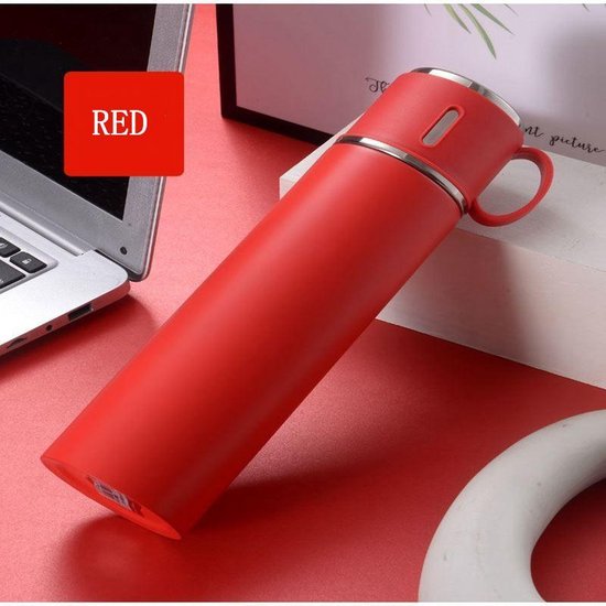 Thermosfles - RVS - grote capaciteit - 580 ml - Rood