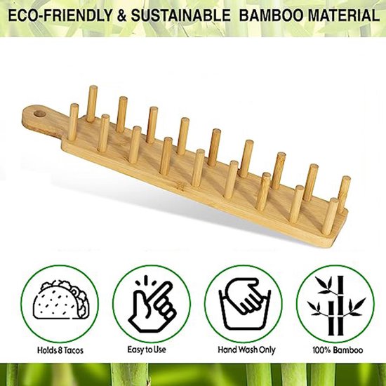 Luxe Bamboe Tacohouder met Tang voor 8 Taco's