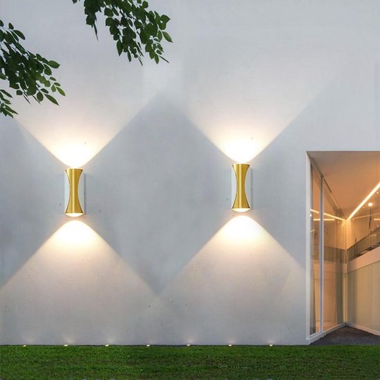 LED buitenwandlamp 12W Warmwitte licht -(wit plus goud)