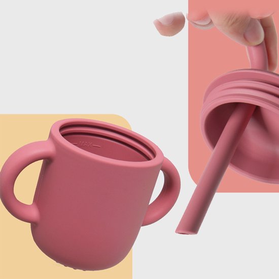 8 delig Complete Baby Eetserviesset voor Baby's van 3 Maanden en Ouder-bordeaux rood