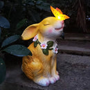 Solar Tuinbeeld Konijn met Vlinder - Duurzaam Hars 24 CM
