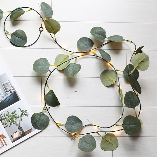 Xtraworks - led lichtstring eucalyptusbladeren wijnstok licht-werkt op USB- 10 meter 100 lampjes