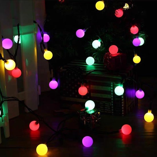 Tuinverlichting zonne-energie 12m 100 LED bollen multicolor