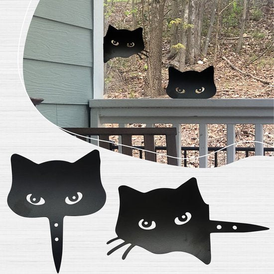 Unikorf 2-delige IJzeren Kattenspion Tuindecoratie Zwart