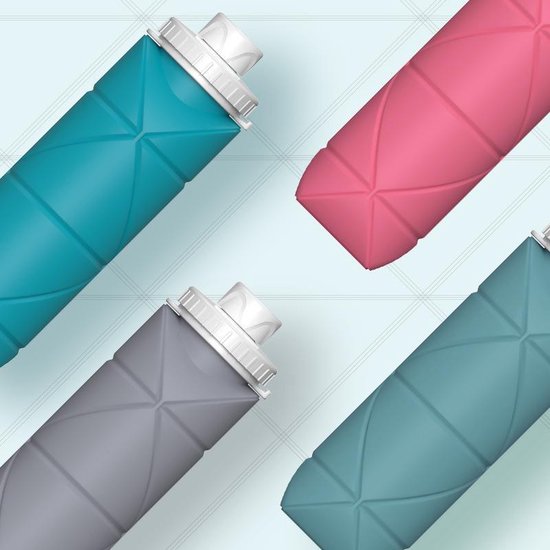 Outdoor draagbare opvouwbare waterfles cyaan 600ML