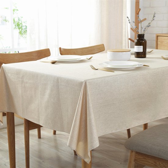 Waterdicht linnen effen kleur tafelkleed - Beige 135 * 220 CM